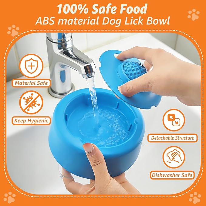 Slow Feeder Dog Bowls for Liquid Treat, Dog Enrichment Rolling Ball Lick Bowl, Non Slip Dogs Licking Bowl for Small Large Medium Breeds for Yogurt Bone Broth Food Dietary Supplement/Post-op Nutrition