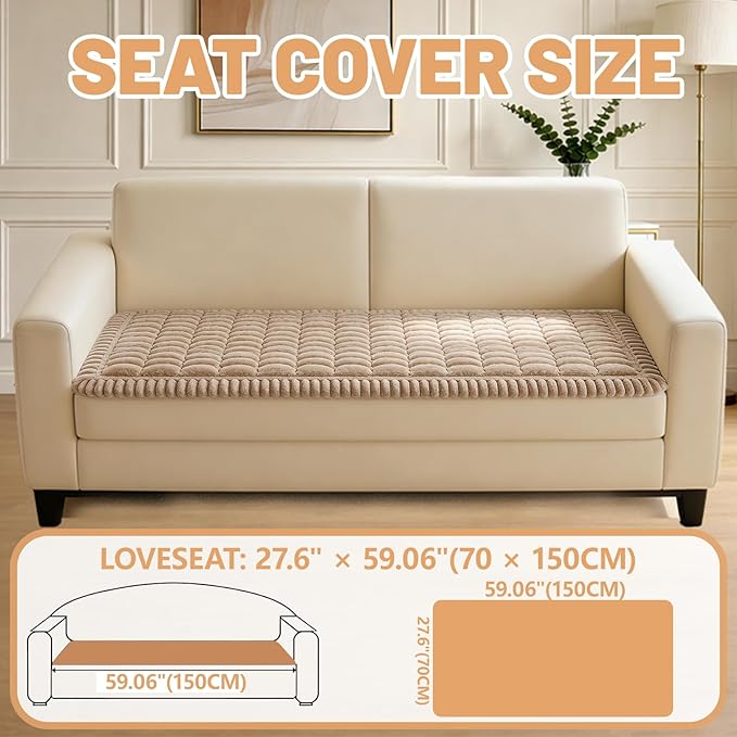 Waterproof Couch Cover for Dogs Washable,Non Slip Fuzzy Durable Couch Covers for 3 Cushion Sofa Pet Friendly Sofa Cover Dog Thick Soft Slipcovers Protector Couches Mat Bed (Brown, 27.6" x 59.06")