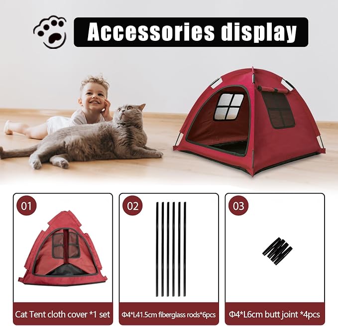 Anti-Anxiety Open Pet Tent for Cats & Dogs, Calming Hideaway | Soothing den, ventilated mesh, ripstop oxford, tip-proof. No-tools, washable cover. Indoor & outdoor. Up to 35lb. 5 colors