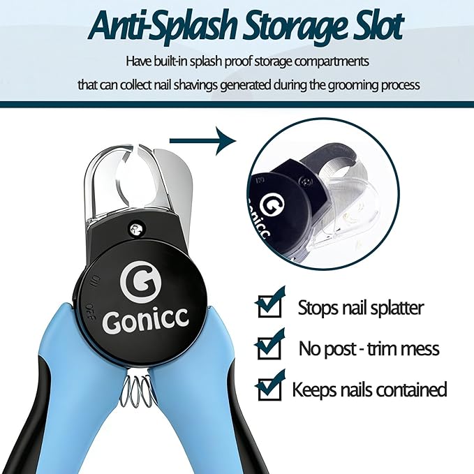 gonicc LED Pet Nail Clippers for Dogs & Cats, Light-Up Dog Nail Trimmer with Safety Lock & Built‑in File, Professional Stainless Steel Nail Clippers for Pets