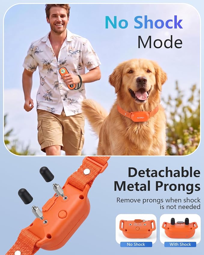 PATPET Shock Collar for Dogs - 4000FT Dog Training Collar with Remote, IPX7 Waterproof 4 Modes(Beep/Vibration/Shock/Safe) Dog Shock Collar, Rechargeable for Small Large Dogs (8-120Lbs) (Orange)