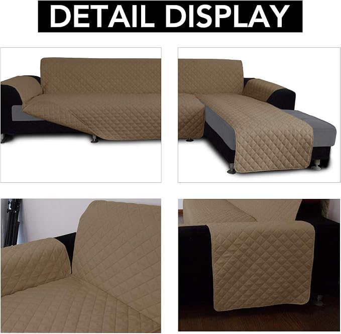 Easy-Going L Shape Sofa Slipcover - Sectional Couch Cover With Chaise Lounge - Reversible Furniture Protector for Pets, Kids, Children, Dogs, Cats (Small, Camel/Camel)