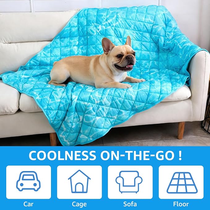 SCENEREAL Dog Cooling Mat for Small Meduim Breeds Dogs, 28"x40" Reversible Self- Cooling Mat for Summer Heat, Ice Cool Soft Pet Throw Blanket Use in Couch, Car, Seat, Bed- Machine Washable