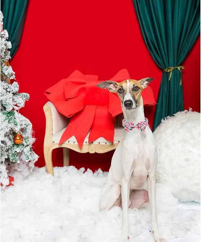 Unique style paws Dog Collar with Bow Pink & Green Plaid Dog Collar Best Gifts for Small Medium Large Dogs -XL