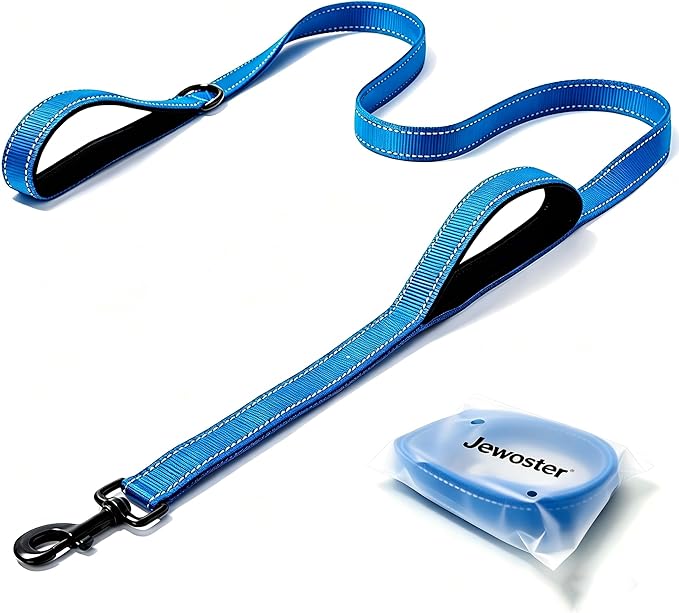 Heavy Duty Dog Leash - 2 Handles by Padded Traffic Handle for Extra Control, 6foot Long - Perfect for Medium to Large Dogs (Dark Blue, 6 ft)