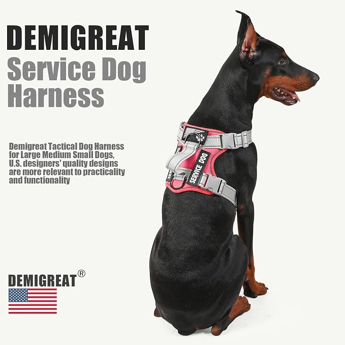 Service Dog Harness, Reflective Dog Vest Harness with 5 PCS Patches, Adjustable Soft Oxford Pet Harness, Inner Layer Mesh, Easy to Control for Small Medium Large Dogs