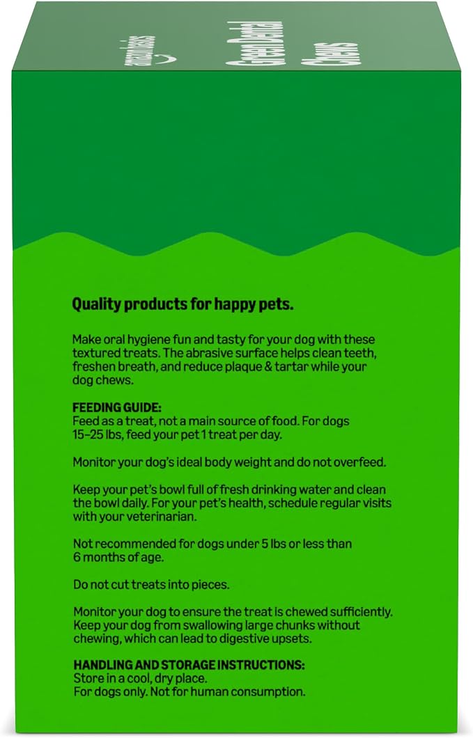 Amazon Basics Dental Dog Treats to Help Clean Teeth & Freshen Breath - Tiny (5-15 lbs), Unflavored (Previously Wag)
