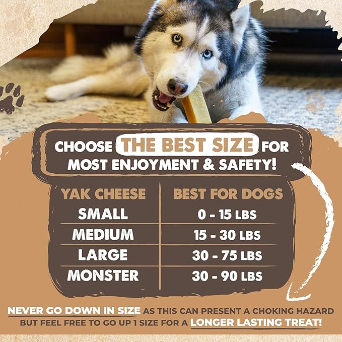 Mighty Paw Yak Cheese Chews for Dogs | All-Natural Long Lasting Pet Treats. Odorless and Great for Oral Health. Limited-Ingredient Chews for Puppies & Power-Chewers (Monster, 12 Pack)