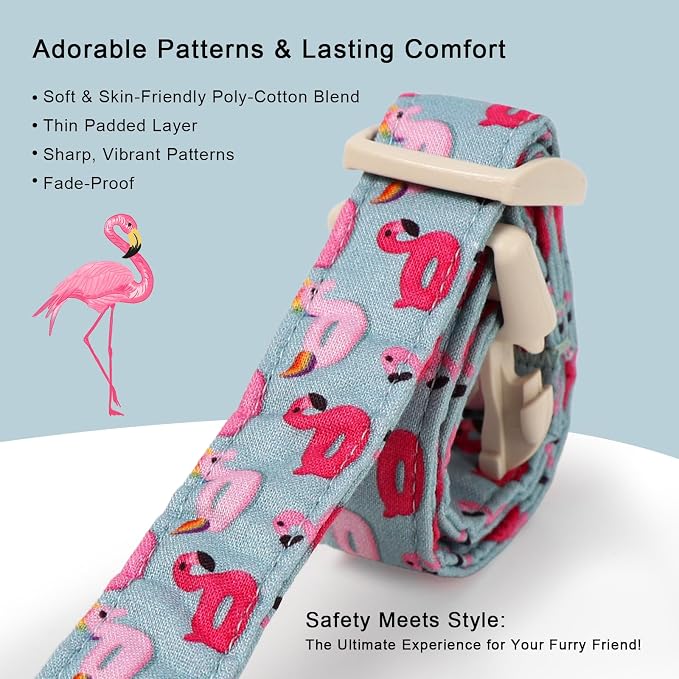Summer Dog Collar Cute Flamingo Float Dog Collars for Large Dogs - Lightweight Adjustable Male Female Dogs Everyday Collar with Quick Release Buckle L