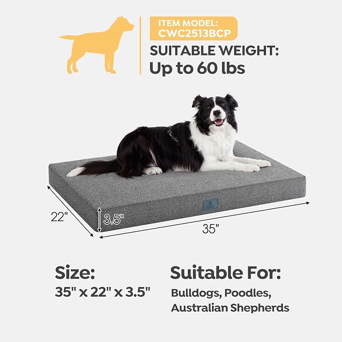 Veehoo Chew Proof Dog Bed for Crate, Indestructible Dog Crate Bed for Aggresive Chewers, Large Tough Chew Resistant Pet Pad with Hidden Zipper, Removable Washable Cover