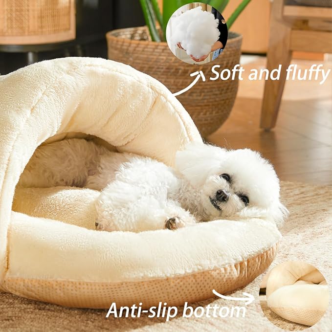 Romaneco Bed for Dog and Cat, Pet Bed, Ultra Soft Cute Plush Slipper Cat Cave Bed, Anti Slip Warm Pet House Nest, Self-Warming, Ideal for Indoor Use - Fits up to 25lbs (30"X22", L, Green)