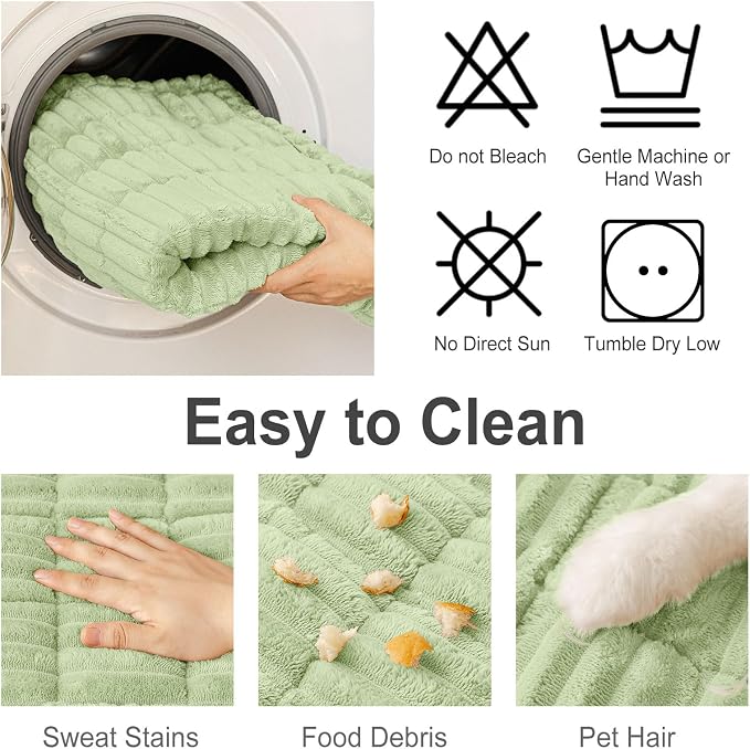 hyha Couch Cover for Dogs Washable, Non Slip Thick Flannel Sofa Protector, Pet Friendly Plush Furniture Cover for Sectional Sofa & Loveseat (Green, 27.6" x 88")