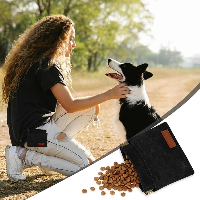 1 Pcs Pocket Pet Training Pouch,Dog Treat Pouch for Portable Pet Dog Walking Bag for Travel or Outdoor Use (Black)