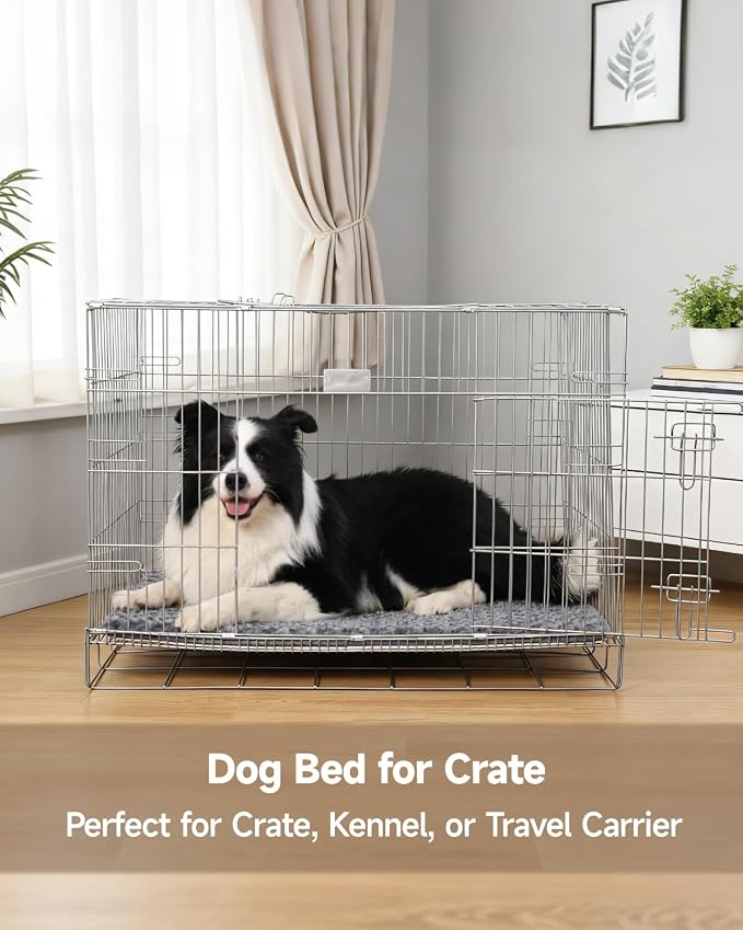 Small Dog Bed for Crate High Resilience Foam Crate Pad Mat for Medium Dogs Washable Anti-Slip,23" x 17",Dark Gray