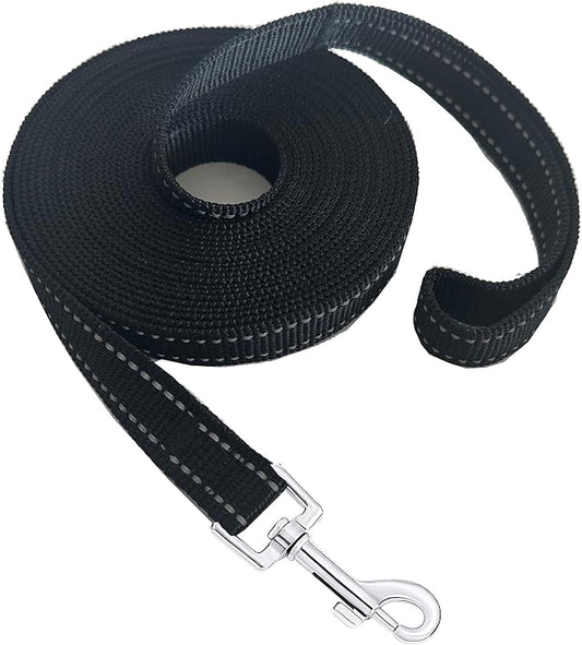 Nylon Training Dog Leash for Small Medium Dogs, 15ft 20ft 30ft 50ft 100ft Reflective Long Leash Dog/Puppy Lead for Obedience Recall Training, Camping