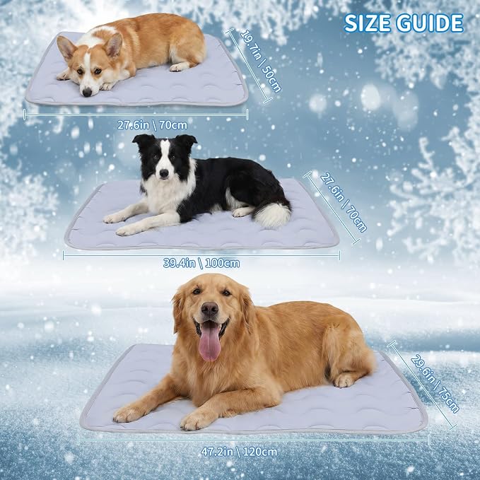 NAMOTEK Washable Dog Cooling Mat Ice Silk Cool Mat for Pet Self Comfortable Blanket Dog Pad