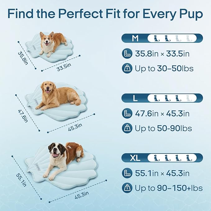 Vagascape Dog Cooling Mat, Washable Pet Cooling Mat, 55" x 45" Thick & Durable Large Cooling Mat for Dogs, Portable Foldable Premium Cooling Pad for Indoor, Outdoor, Travel, Camping, Patio and Beach