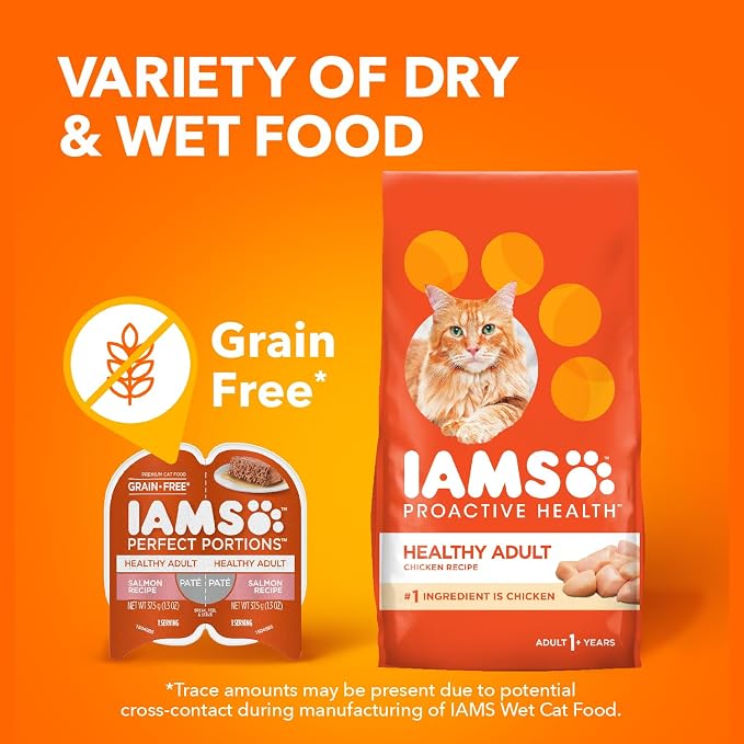 IAMS Perfect Portions Sensitive Digestion & Skin Wet Cat Food Pate, Adult Grain Free Pate, Turkey Recipes, (24) 2.6 oz. Twin-Pack Trays (Pack of 2)