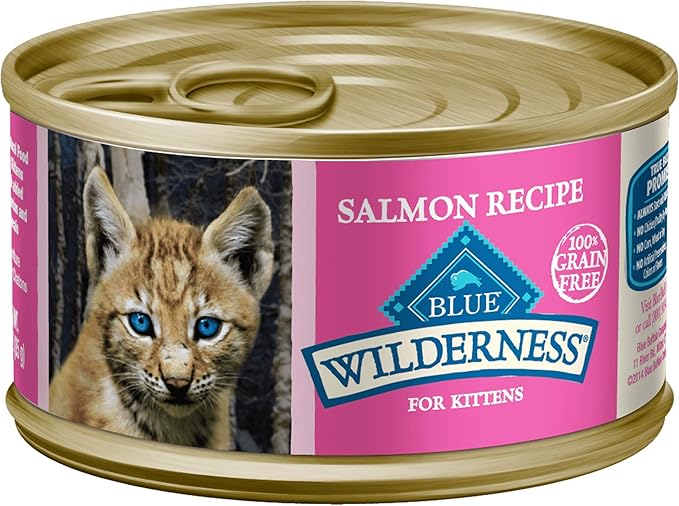 Blue Buffalo Wilderness Kitten Grain-Free Chicken Paté & Salmon Paté Wet Cat Food with DHA, High-Protein & Made with Natural Ingredients, Supports Healthy Growth & Development, 3-oz. Each (6 Count)
