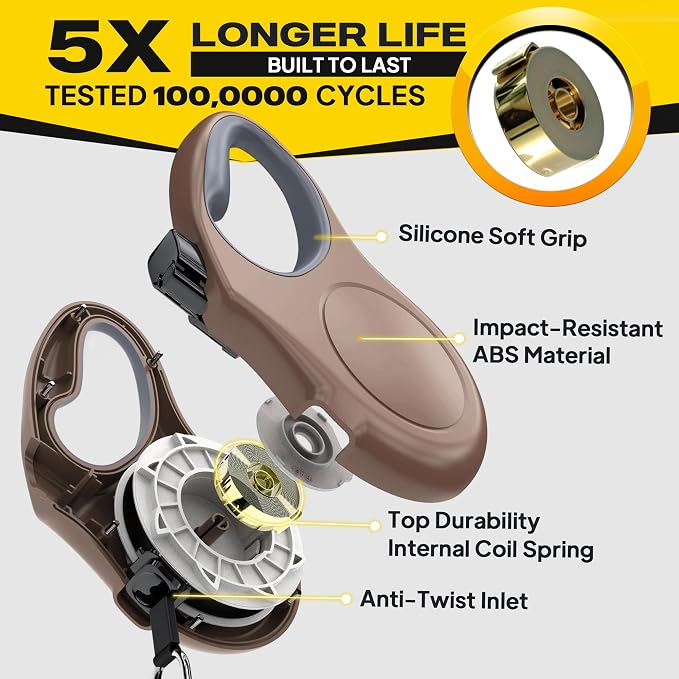 Fida Retractable Dog Leash X-Small Breed, 10 ft Durable Pet Walking Leash for Extra Small Dogs/Cats/Small Animals up to 18lbs, 360° Tangle Free, Coffee/Brown