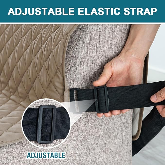 Turquoize 100% Waterproof Futon Cover Futon Slipcover Washable Armless Sofa Bed Slipcover Protector Seat Width Up to 70" with Adjustable Elastic Strap Anti-Slip for Dogs, Taupe