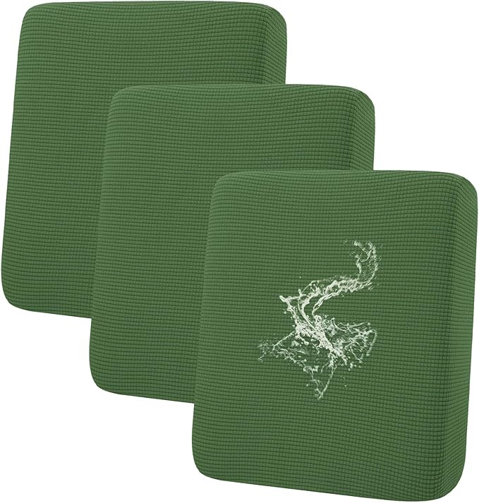 hyha Waterproof Couch Cushion Covers for Pets, Non Slip Sofa Cover for Dogs Washable, Soft Thick Stretch Jacquard Fabric, Sofa Slipcovers with Elastic Bottom (3 Pieces, Grass Green)