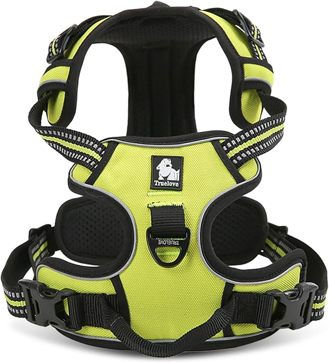 TRUE LOVE Adjustable No-Pull Dog Harness Reflective Pup Vest Harnesses Comfortable Control Brilliant Colors TLH5651(Neon Yellow,S)
