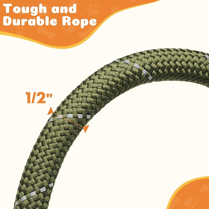 Reflective Slip Leads for Dogs,6FT x 1/2" Dog Leash Heavy Duty Strong Rope Lead for Large, Medium Dogs, No Pull Pet Training Leash(Green, Large(1/2in-4ft))