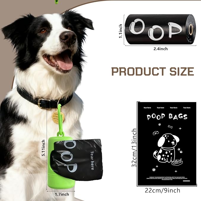 Dog Poop Bags with Dispenser, 630 Count Extra Thick Leak-Proof Waste Bags, Plant-Based Material, 13x9 Inch for Bags for Dogs Walking and Cat Litter