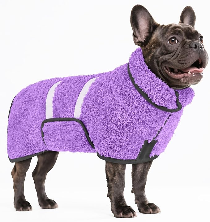Bienbee Dog Bathrobe, Quick Drying Super Absorbent Pet Robes for Small Medium Large Dogs, Drying Coat for After Bath & Swim, Warm & Cozy Dogs Towels, Dog Puppy Bath Supplies,Light Purple M