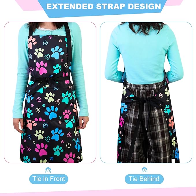 Dog Grooming Waterproof Apron with 2 Pockets, Cute Animals Puppy Dog Pets Apron