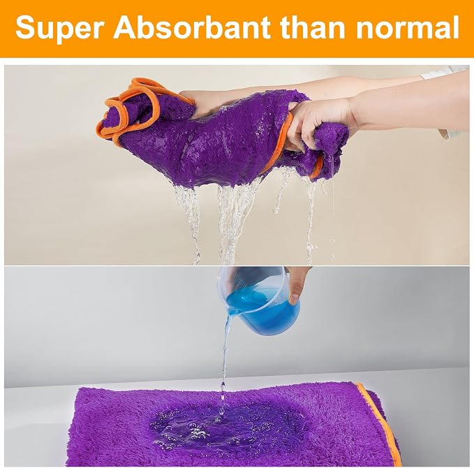 Bienbee Dog Bathrobe, Quick Drying Super Absorbent Pet Robes for Small Medium Large Dogs, Drying Coat for After Bath & Swim, Warm & Cozy Dogs Towels, Dog Puppy Bath Supplies, Purple S