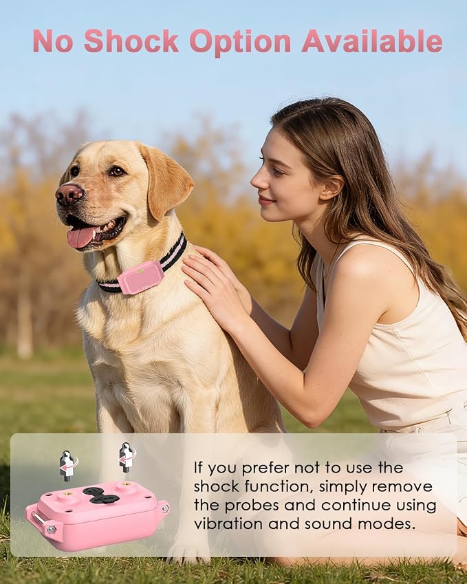 Shock Collar for Dogs, IP67 Waterproof Dog Training Collar with Remote Control, 3 Modes: Beep, Vibration, Safe Static, Rechargeable Adjustable for 15-110lbs Medium Large Dogs