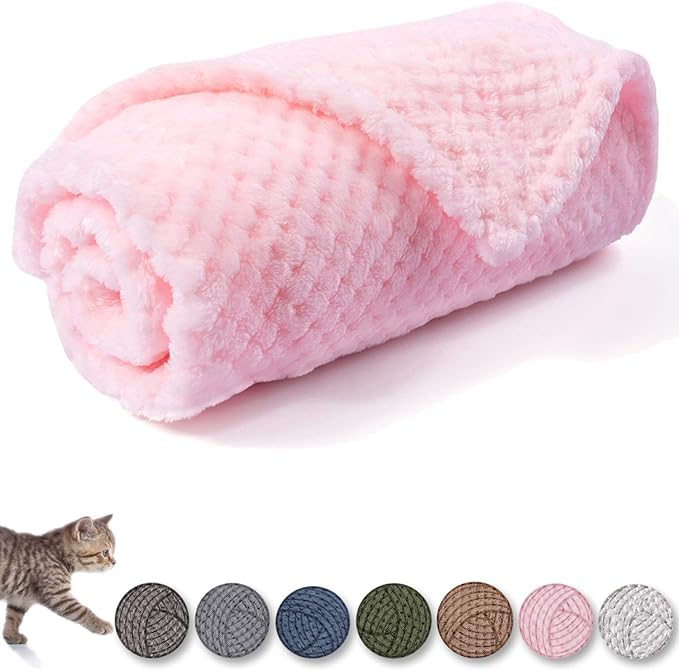Warm Soft Fuzzy Dog or Cat Blanket, Plush Fleece Throws for Bed, Couch, Sofa, Travel (M/32" x 40", Bright Pink)