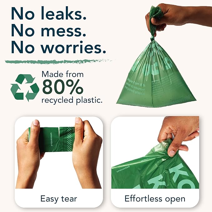 80% Recycled Plastic Dog Poop Bags – Extra Thick, Leak Proof Waste Bags, Big Dog Approved (Lavender, 540 Bags)