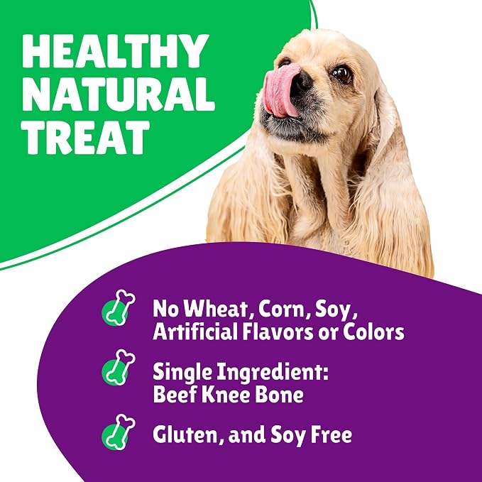 Knuckle Bones for Large Dogs, Cow Knee Caps for Dogs, Real Dog Bones Long Lasting for Aggressive Chewers, Natural Treats, 25 Count