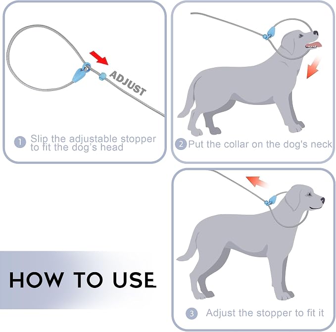 Slip Lead 6 FT Dog Training Leash - 6 Color Slip Leads for Medium Dogs - No Pull Grey Leash