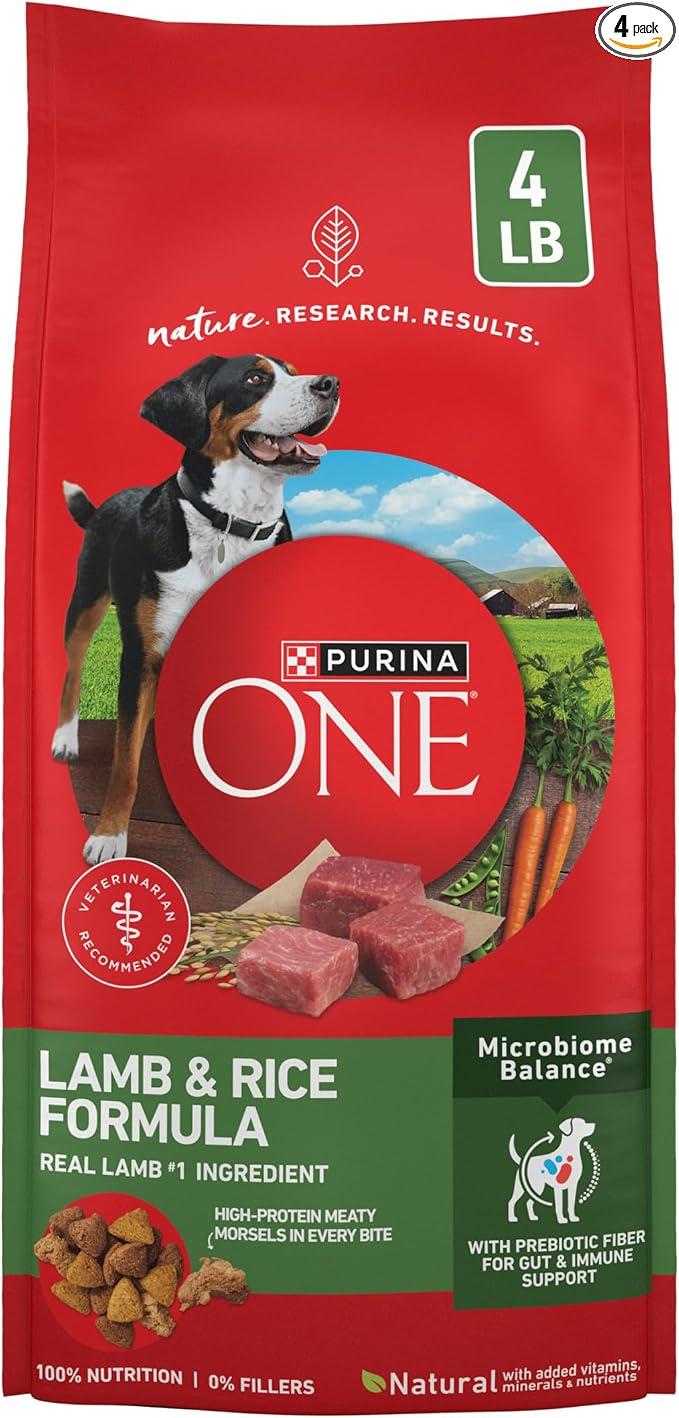 Purina ONE Dry Dog Food Lamb and Rice Formula - (Pack of 4) 4 lb. Bags