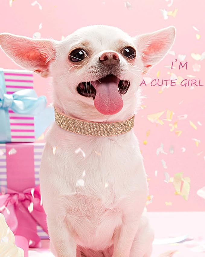 Dog Collar for Large Dogs, Adjustable Leather Suede Bling Dog Collars，Pink Dog Collar Cat Collar, Rhinestone Dog Collar (L, Pink)