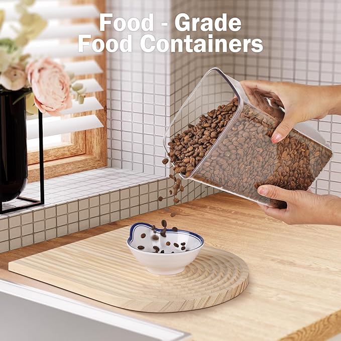 Melovom 8 Pcs Pop Food Storage Containers Airtight Food Storage Containers Set with Lids Kitchen Pantry Organization and Storage, 3.4Qt, 2.8Qt, 2.1Qt, 1.2Qt