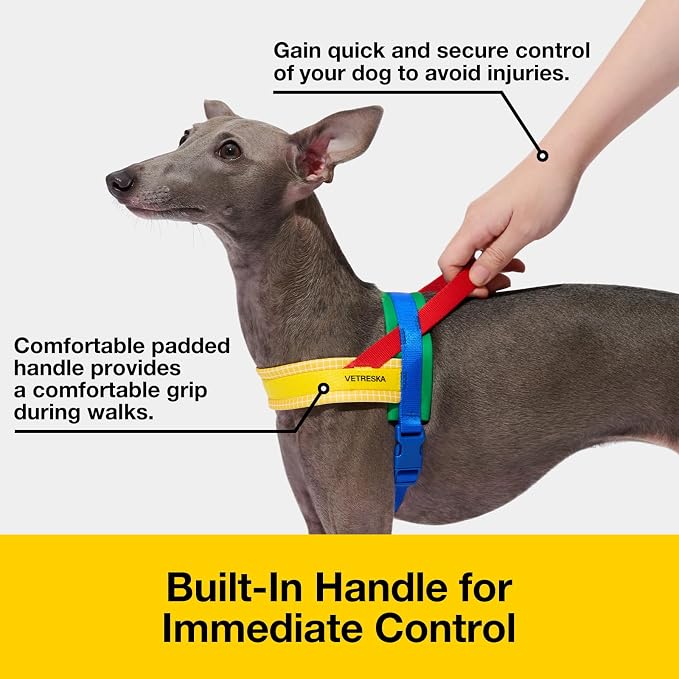 VETRESKA MoMA Dog Harness and Leash Set, Easy Walk Dog Harness for Small Medium Dogs, No Pull Puppy Harness for Walking and Training, Adjustable, Take Control & Anti-Twist Pet Lead Combo(Yellow, S)