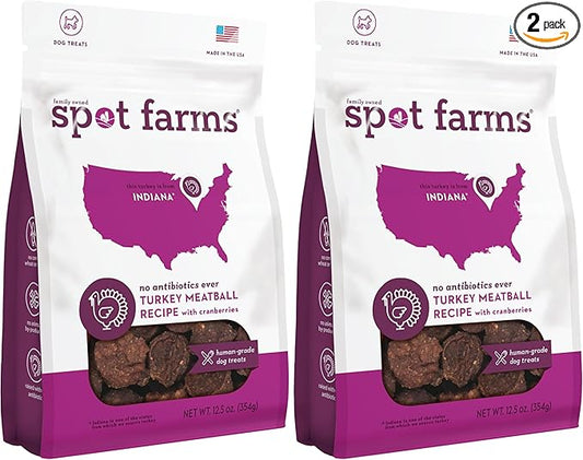 spot farms Turkey Meatball Recipe Healthy All Natural Dog Treats Human Grade Made in USA 12.5 oz (Pack of 2)