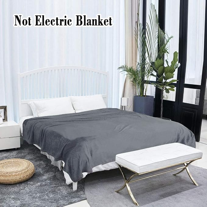 uxcell Flannel Fleece Blanket Full Size - Soft Lightweight Plush Microfiber Bed Blanket for Sofa or Couch, Machine Washable Blankets Fleeces, Dark Gray 70x78 Inch