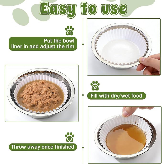 200 Pcs Pet Disposable Feeding Bowls Liner Bulk, Upgraded Thickened Disposable Cat Food Bowls Liner for Small Dogs Cats Dish, Dry & Wet Food Feeding Station