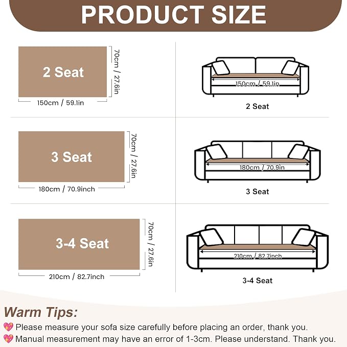 OTOB Couch Covers for Sofa Pet Friendly, Washable & Non Slip Fuzzy Dog Couch Cover Sofa Slipcovers Love Seat, Soft Plush Cozy Furniture Protector Cushion Mat, All Seasons (Khaki, 27.6" x 59.1")