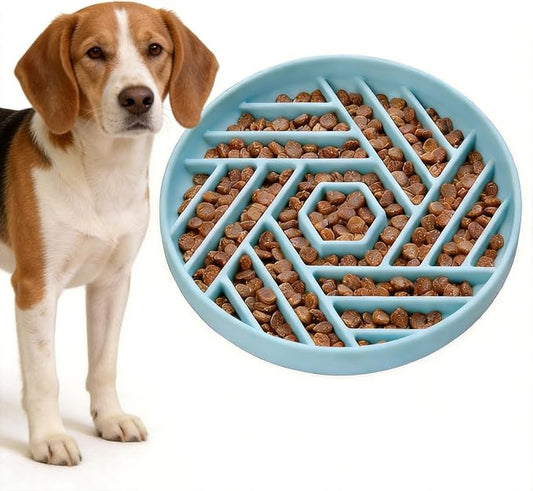 Silicone Slow Feeder Dog Bowl with Suction Base, Anti Choking Maze Puzzle Design Pet Bowl for Small and Medium Dogs & Cats, Non-Slip Food Grade Slow Eating Bowl to Prevent Bloating