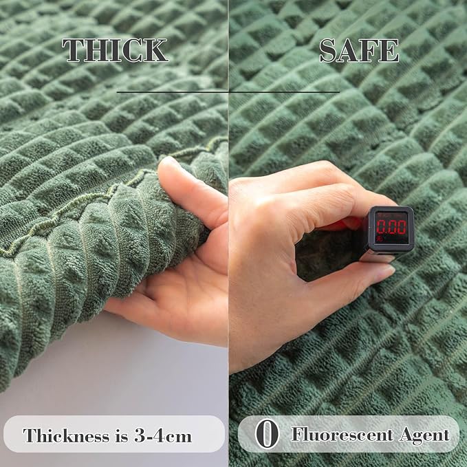 Couch Cover for Dogs Washable, Non Slip Couch Covers for 3 Cushion Sofa Pet Friendly, Fuzzy Pet Couch Cushion Covers for Dog, Thick, Soft for Sofa Protector (Green, 27.6" x 82.7"/70 x 210cm)