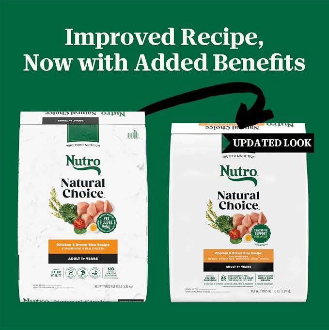 Nutro Natural Choice Dry Dog Food, Adult Dog Dry Food Chicken and Brown Rice Recipe, 13 lb. Bag