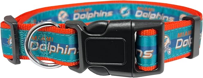 Pets First NFL Miami Dolphins Licensed PET COLLAR, Small - Heavy-Duty, Strong, and Durable Dog Collar. Available in 31 Football Teams and 4 Sizes
