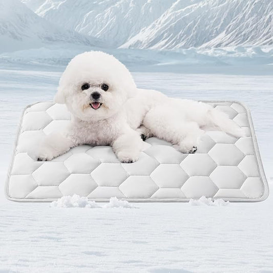 EHEYCIGA Cooling Mat for Dogs, 30" x 20"(Q-Max>0.53), Washable Dog Cooling Mat, Portable Kennel Cooling Pet Pad for Summer, Non-Slip Summer Crate Pad for Large Dog, Grey